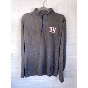 NFL Team Apparel New York Giants Quarter Zip Pullover Mens Medium Gray Heather
